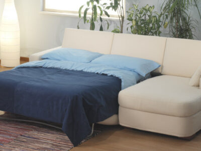 Divano letto con penisola beige